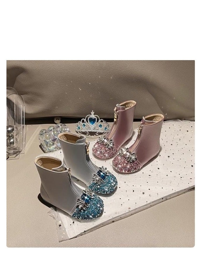 Girl's Versatile Crystal Princess Single Boots