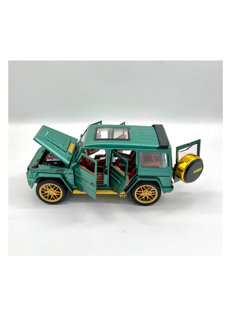 1/24 Mercedes Benz G63 AMG Model Car, Zinc Alloy Pull Back Toy car with Sound and Light for Kids Boy Girl Gift (green)