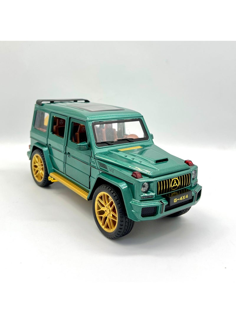 1/24 Mercedes Benz G63 AMG Model Car, Zinc Alloy Pull Back Toy car with Sound and Light for Kids Boy Girl Gift (green)