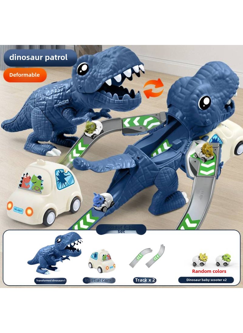 Cross-border childrens toy dinosaur Tyrannosaurus rail car simulation dinosaur scene matching suit toy wholesale delivery Police Theme-New Explosions 6-Piece Set