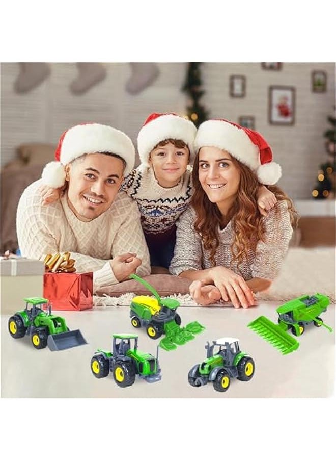 5 Pack Farm Tractor Toys, Die Cast Alloy Farm Trucks Tractor Toys for Kids 3-5 6 7 8 9 Farm Equipment Toys for 3 Years Old and Up Boys Toddlers Gifts - Includes Tractors, Combine Harvester