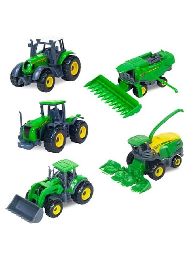 5 Pack Farm Tractor Toys, Die Cast Alloy Farm Trucks Tractor Toys for Kids 3-5 6 7 8 9 Farm Equipment Toys for 3 Years Old and Up Boys Toddlers Gifts - Includes Tractors, Combine Harvester