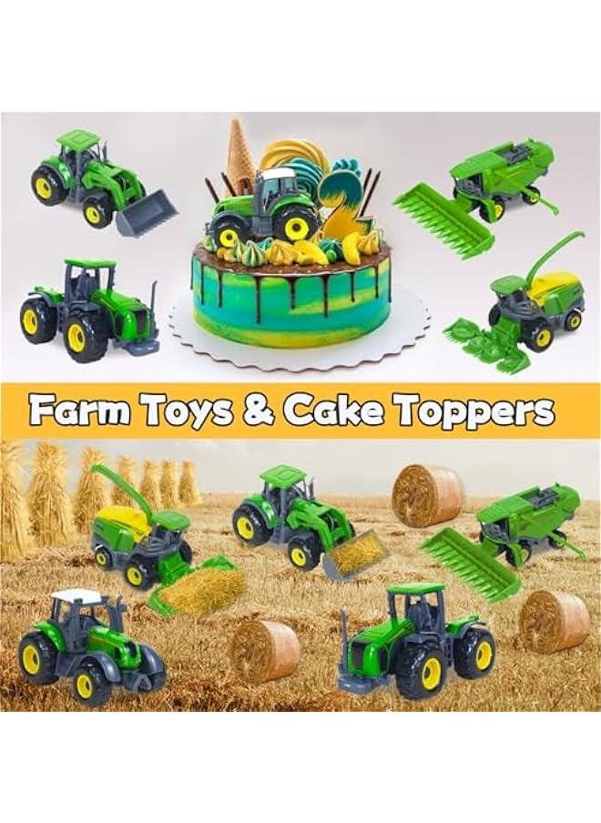 5 Pack Farm Tractor Toys, Die Cast Alloy Farm Trucks Tractor Toys for Kids 3-5 6 7 8 9 Farm Equipment Toys for 3 Years Old and Up Boys Toddlers Gifts - Includes Tractors, Combine Harvester