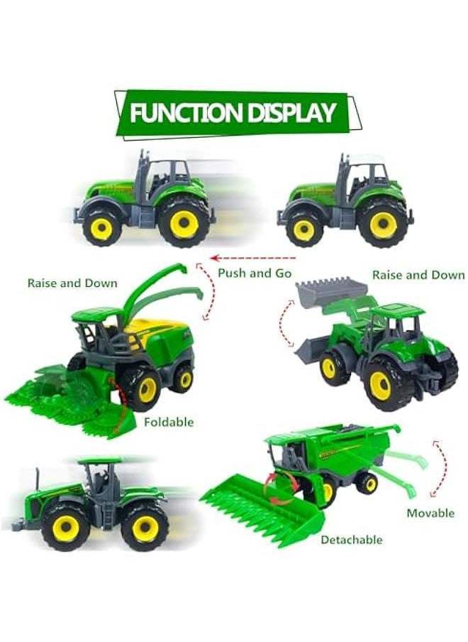 5 Pack Farm Tractor Toys, Die Cast Alloy Farm Trucks Tractor Toys for Kids 3-5 6 7 8 9 Farm Equipment Toys for 3 Years Old and Up Boys Toddlers Gifts - Includes Tractors, Combine Harvester