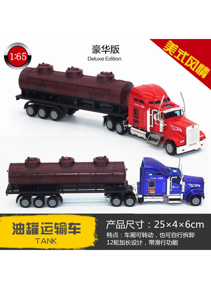 Alloy Double-Deck Carrier Semi Trailer Inertia Model ToyAmerican alloy front oil tank transporter American alloy front oil tank transporter