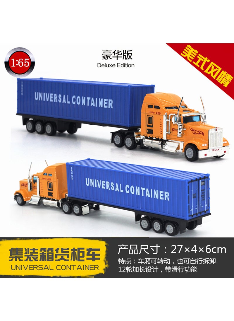 Alloy Double-Deck Carrier Semi Trailer Inertia Model ToyAmerican alloy front container truck (blue model) American alloy front container truck (blue model)