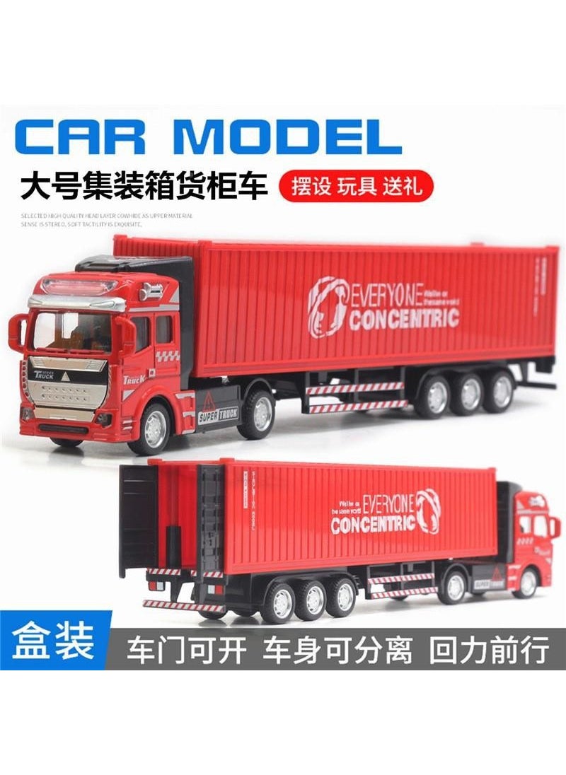 Alloy Double-Deck Carrier Semi Trailer Inertia Model ToyRed container truck Red container truck