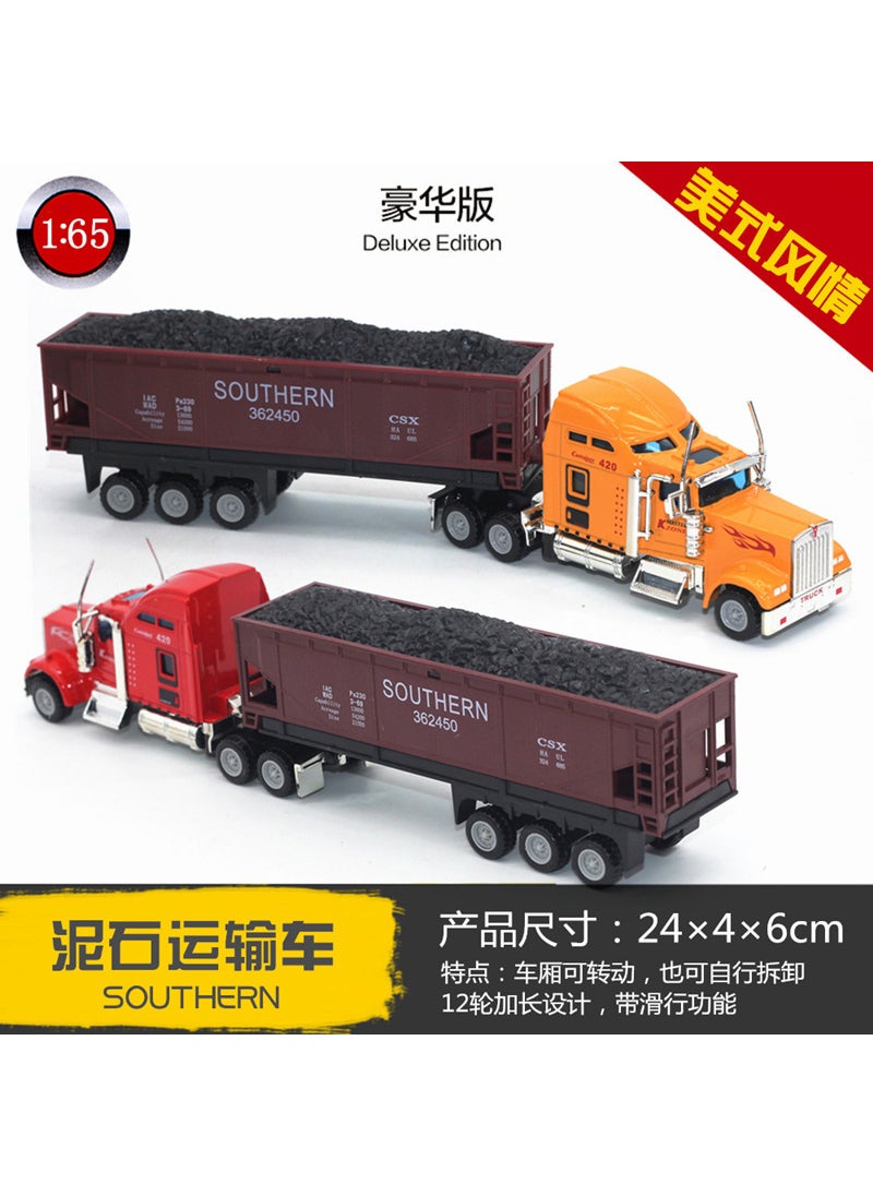 Alloy Double-Deck Carrier Semi Trailer Inertia Model ToyAmerican alloy head mud and stone transport vehicle American alloy head mud and stone transport vehicle