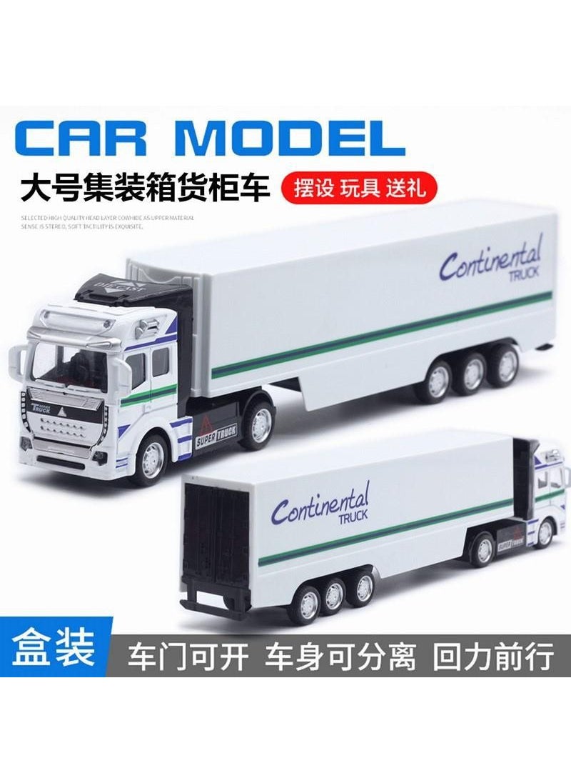 Alloy Double-Deck Carrier Semi Trailer Inertia Model ToyWhite container truck White container truck