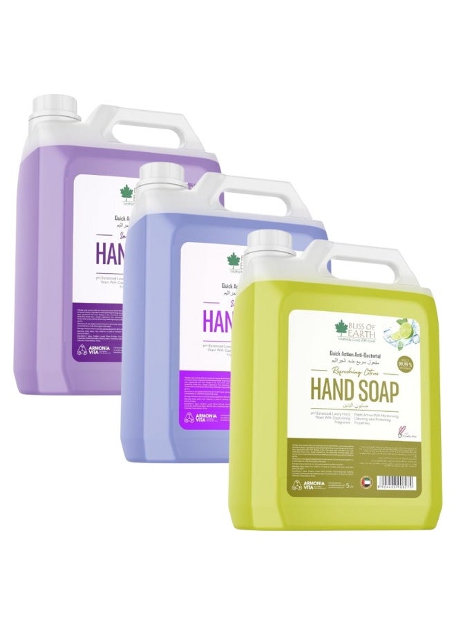 Hand Wash Refill, Refreshing Lavish Lavender & Luxury Lily & Citrus Pack of 3, 15 Litres.