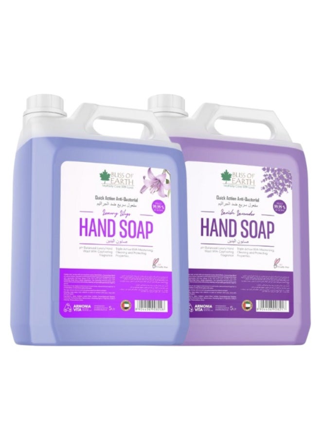 Hand Wash Refill Liquid, Refreshing Luxury Lily & Lavish Lavender Combo,10 Litres.