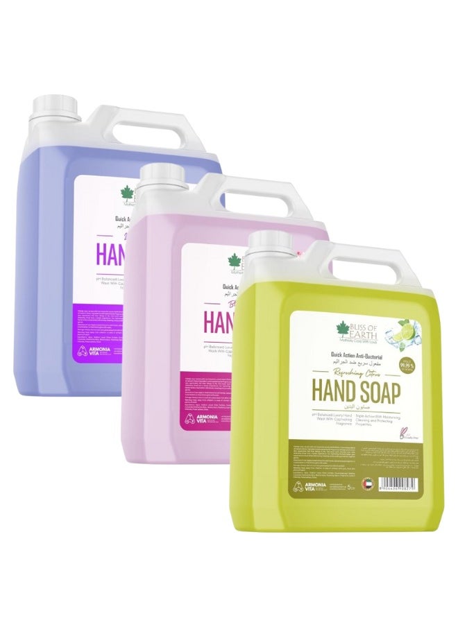 Hand Wash Refill, Refreshing Luxury Lily & Blossom Blast & Citrus Pack of 3, 15 Litres.