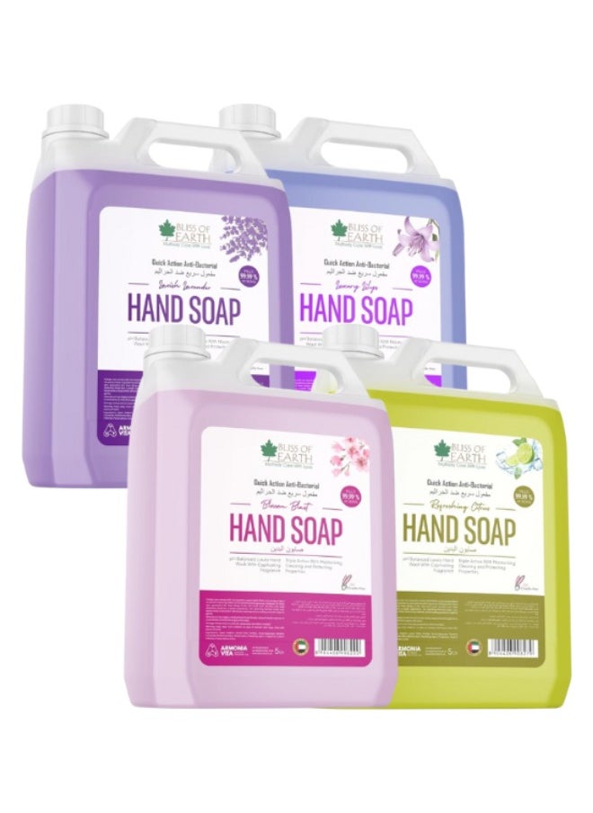 Hand Wash Refill, Refreshing Lavish Lavender & Luxury Lily & Blossom Blast & Citrus Pack of 4, 20 Litres.