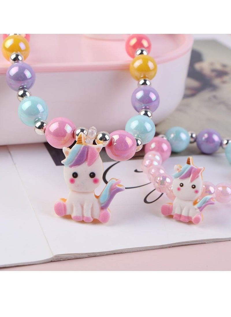 Unicorn Gifts for Girls, 8 PCS Unicorn Crossbody Bag Purse with Jewelry Set, Rainbow Plush Unicorn Princess Necklace Bracelet Rings Earrings Stickers Handbag Gifts Accessories Jewelry Party Favors