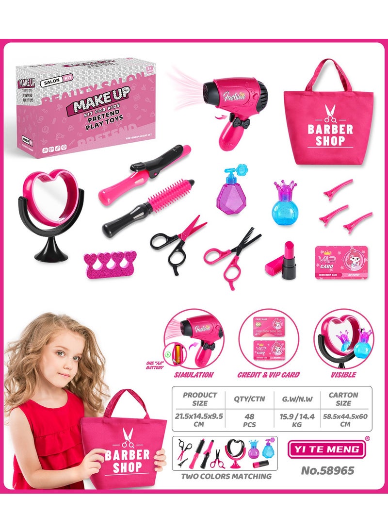 Cross-border girls play house hairdressing tools simulation hair dryer hair curler apron play Barber toys wholesale 58965 play house salon hair suit * 1 box (English color box)