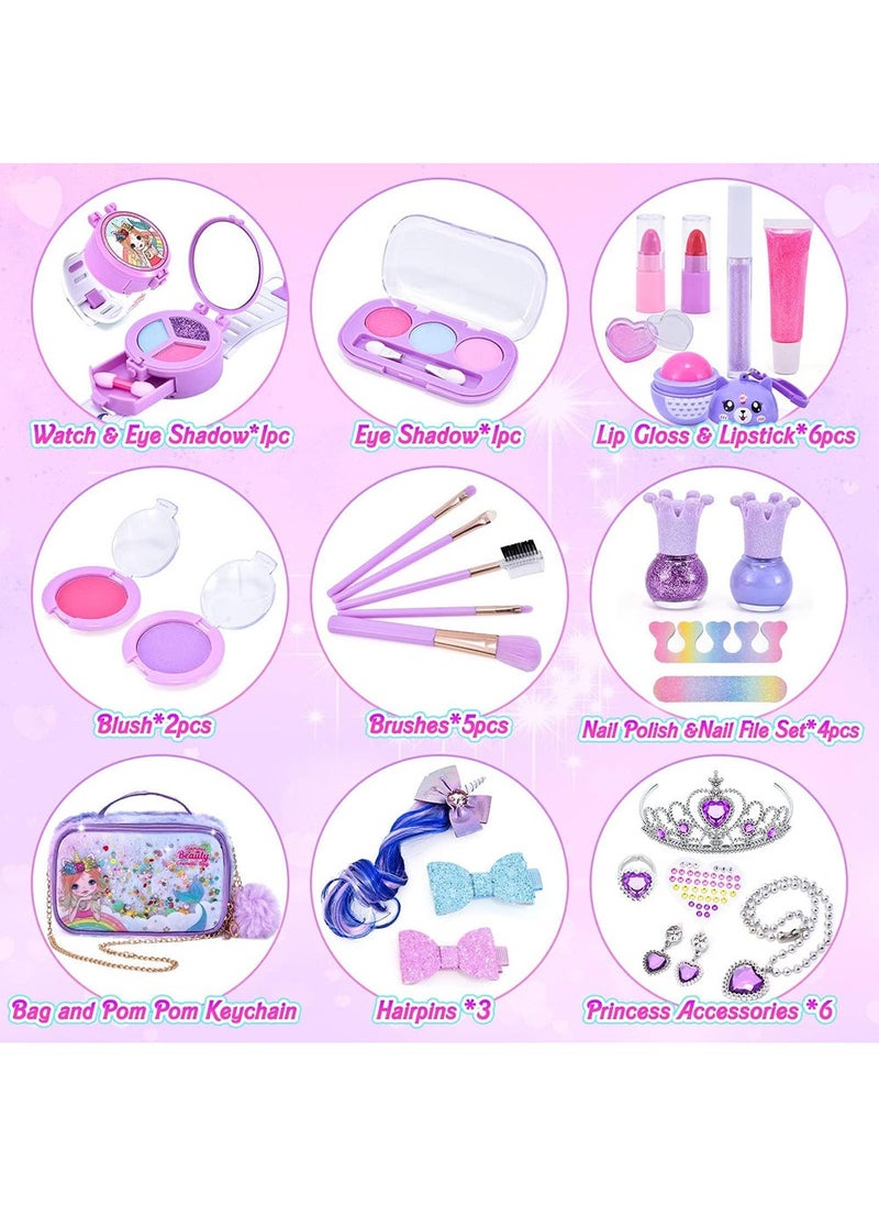 Kids Makeup Kit for Girls, Unicorn Makeup Set, Real Washable Make up Kit for Little Girl Princess Toddler Makeup for Kid Birthday Gifts Unicorn Toys for Girls