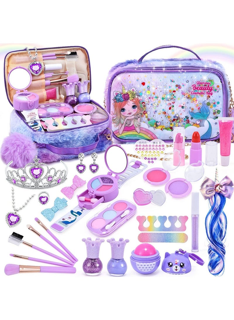 Kids Makeup Kit for Girls, Unicorn Makeup Set, Real Washable Make up Kit for Little Girl Princess Toddler Makeup for Kid Birthday Gifts Unicorn Toys for Girls