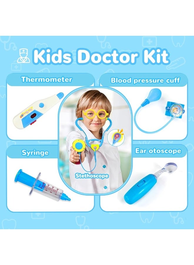 Kids Doctor Kit for Toddlers 3-5 Boys Girls,32 Pcs Toddler Dress Up Pretend Play Dentist Medical Kit Kids Doctor Playset with Stethoscope Costume Gifts Educactional Toys for 3 4 5 Year Old Boys