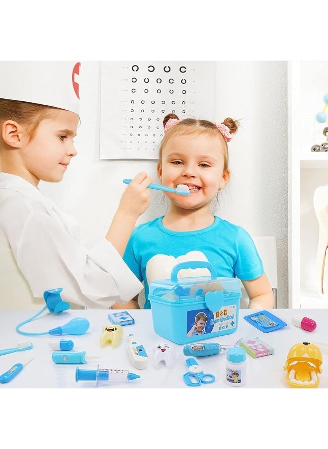 Kids Doctor Kit for Toddlers 3-5 Boys Girls,32 Pcs Toddler Dress Up Pretend Play Dentist Medical Kit Kids Doctor Playset with Stethoscope Costume Gifts Educactional Toys for 3 4 5 Year Old Boys