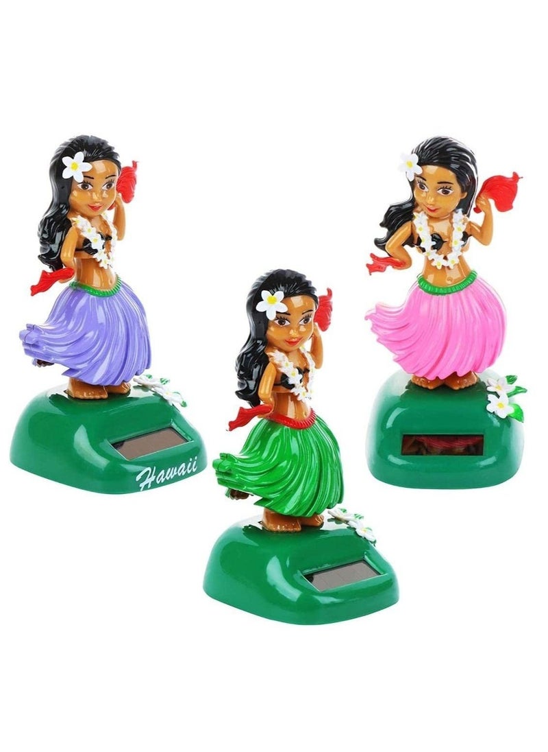 Solar Powered Hawaiian Hula Girl Car Ornaments Solar Dancing Toy Dashboard Solar Powered Toys Car Dashboard Solar Powered Toys Hula Girl Shaking Head Figure Statue for Car Interior Decoration