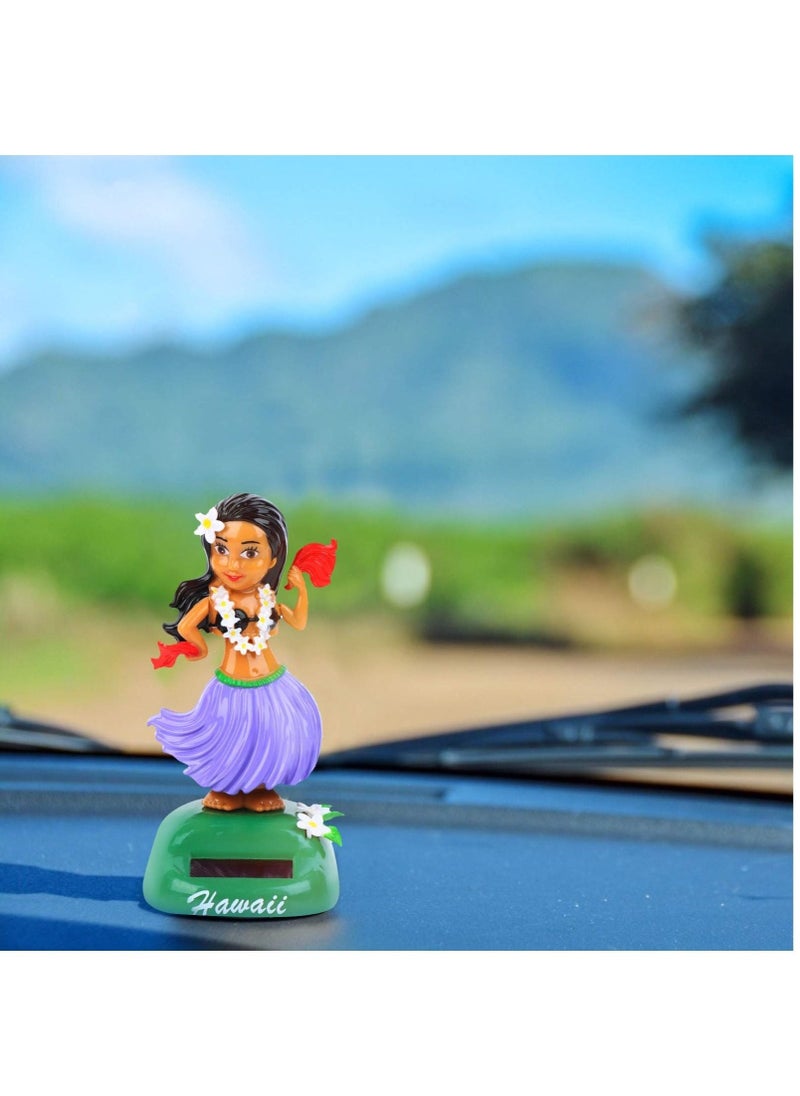 Solar Powered Hawaiian Hula Girl Car Ornaments Solar Dancing Toy Dashboard Solar Powered Toys Car Dashboard Solar Powered Toys Hula Girl Shaking Head Figure Statue for Car Interior Decoration