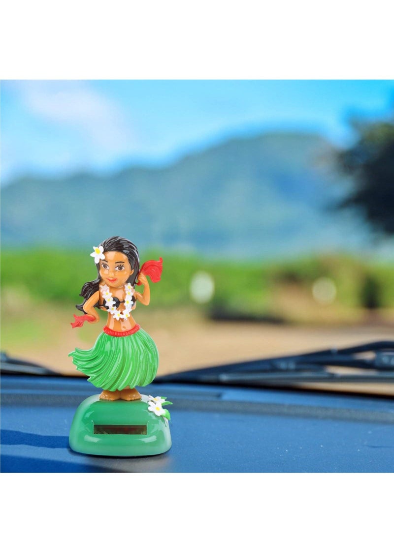 Solar Powered Hawaiian Hula Girl Car Ornaments Solar Dancing Toy Dashboard Solar Powered Toys Car Dashboard Solar Powered Toys Hula Girl Shaking Head Figure Statue for Car Interior Decoration