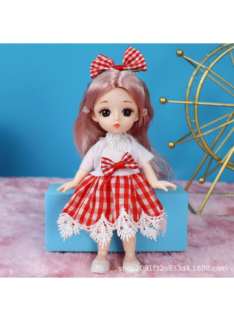 8cm Doll Outfit Set 13 Joint Princess Toy Gift Pink Butterfly Dress