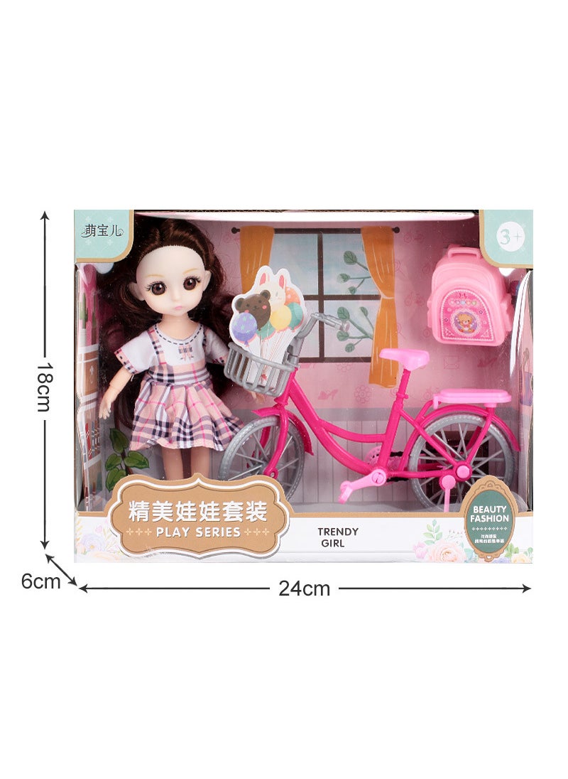 Girls Barbie Doll Dress-up Gift Set(24cm color box) bicycle-doll (24cm color box) bicycle-doll