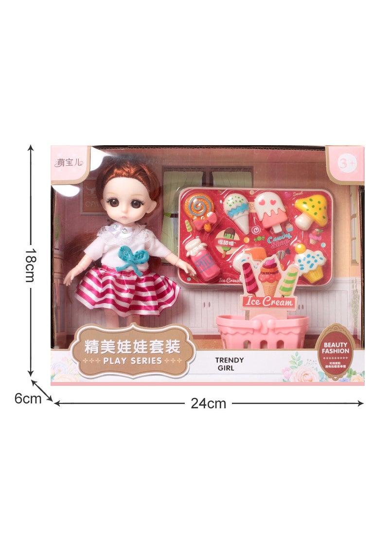 Girls Barbie Doll Dress-up Gift Set(24cm color box) shopping-doll (24cm color box) shopping-doll