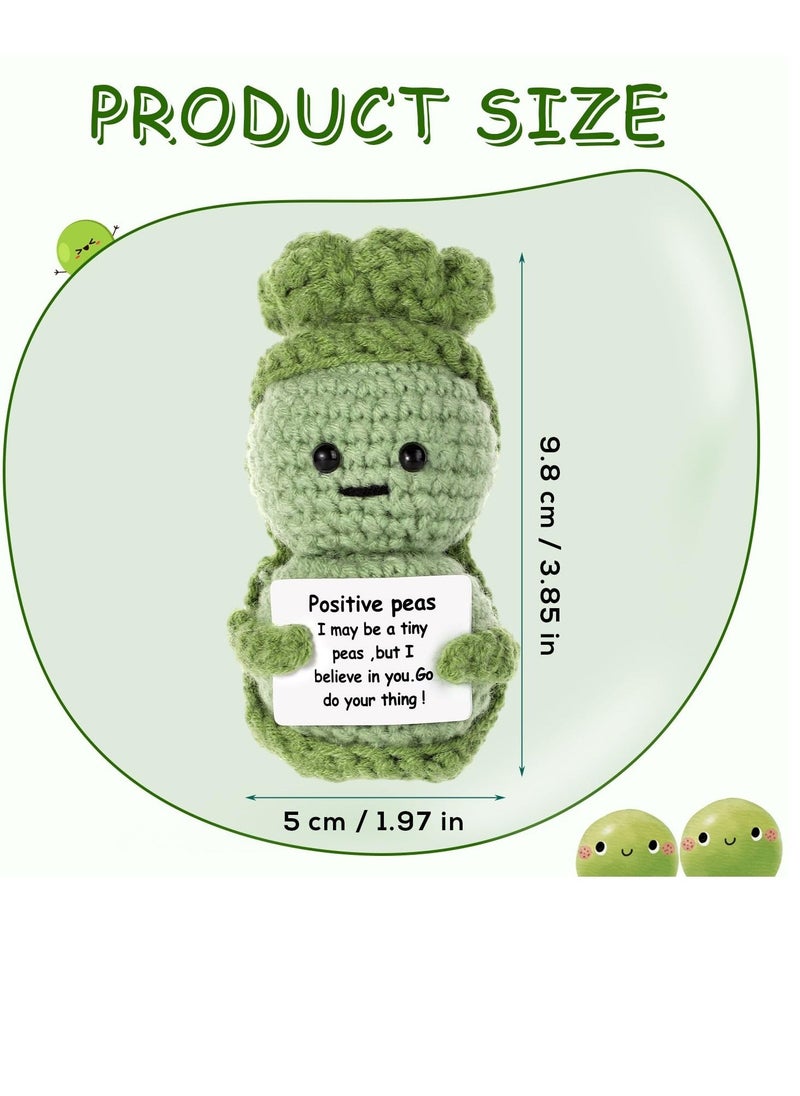 Fnnny Positive Pea, 3.8 Inch Creative Cute Positive Pea, Pocket Hug Worry Doll with Positive Affirmation Cards, for Friends Party Decoration Encouragement