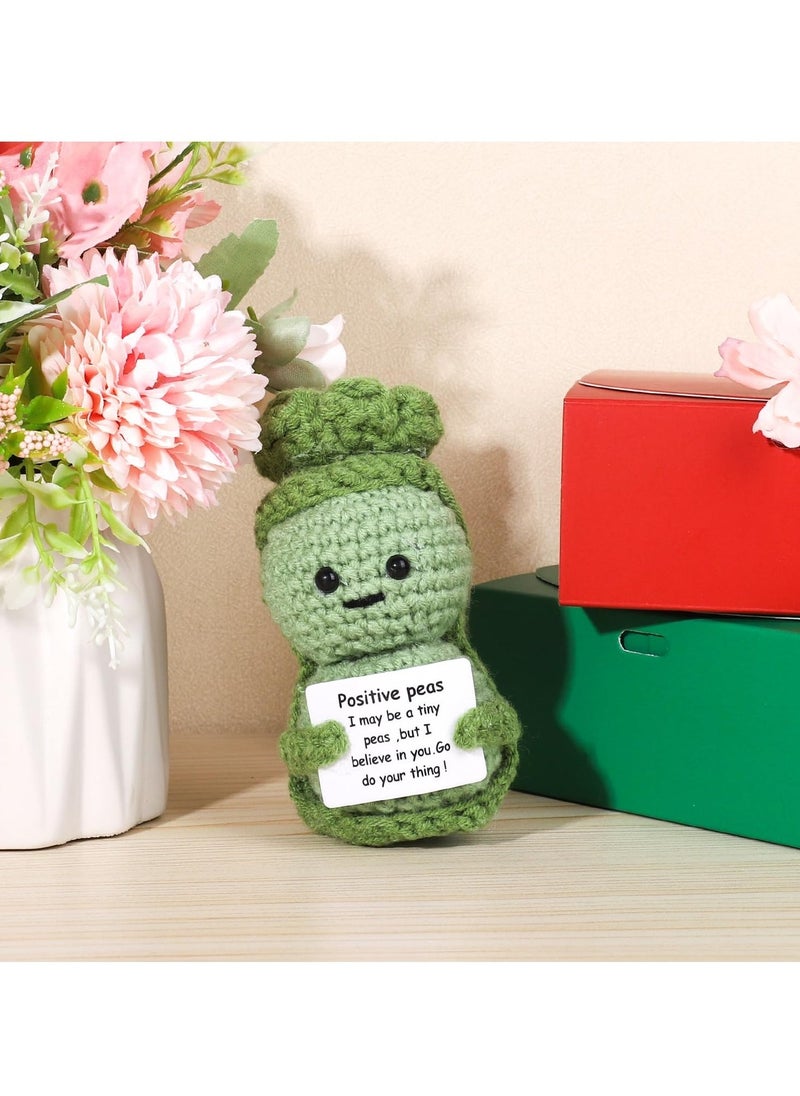 Fnnny Positive Pea, 3.8 Inch Creative Cute Positive Pea, Pocket Hug Worry Doll with Positive Affirmation Cards, for Friends Party Decoration Encouragement