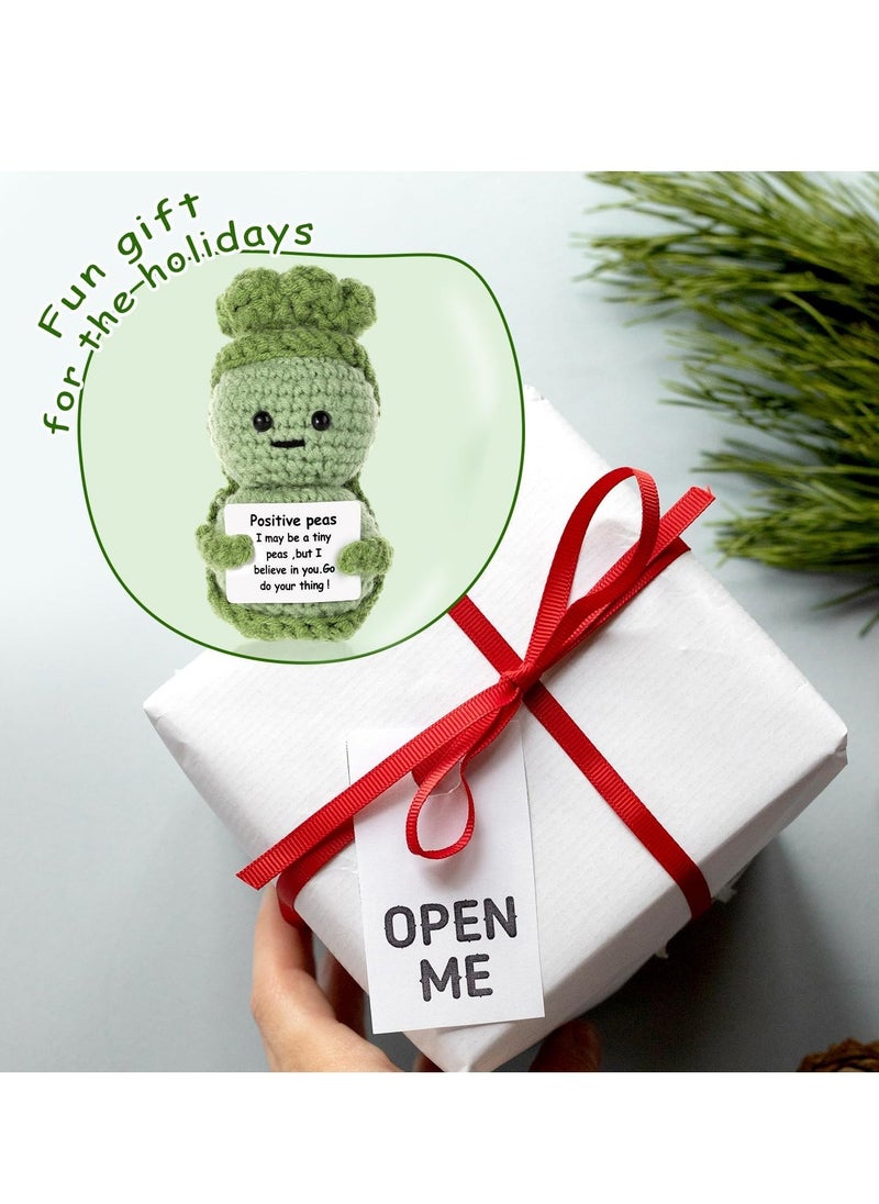 Fnnny Positive Pea, 3.8 Inch Creative Cute Positive Pea, Pocket Hug Worry Doll with Positive Affirmation Cards, for Friends Party Decoration Encouragement