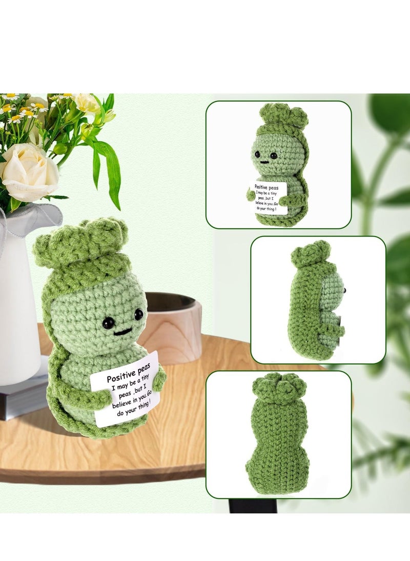 Fnnny Positive Pea, 3.8 Inch Creative Cute Positive Pea, Pocket Hug Worry Doll with Positive Affirmation Cards, for Friends Party Decoration Encouragement