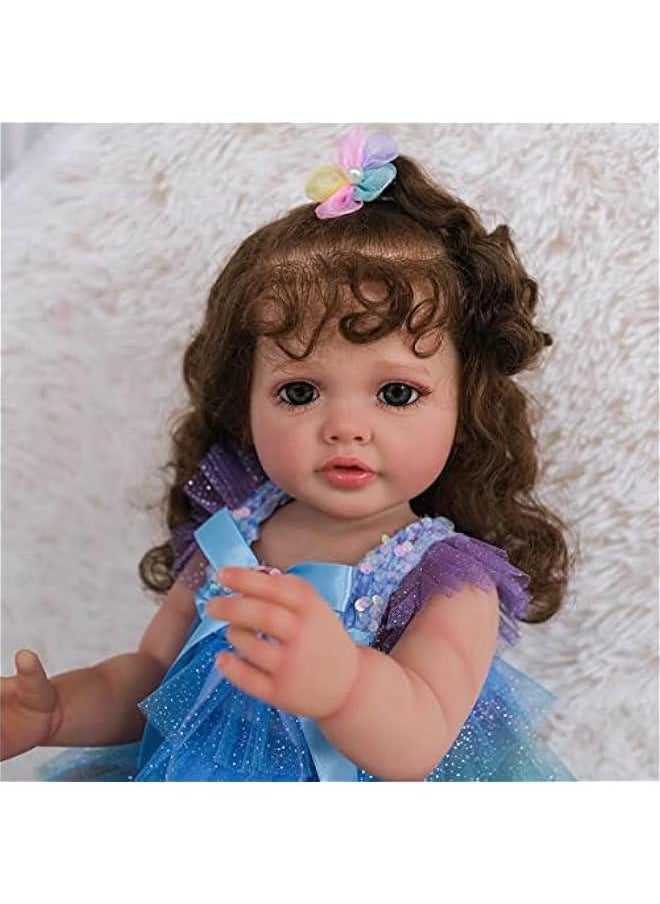 Lifelike Baby Dolls Girl 22 Inch Full Silicone Vinyl Body Reborn Baby Realistic Newborn Baby Dolls Toy for Collection & Kids Age 3+