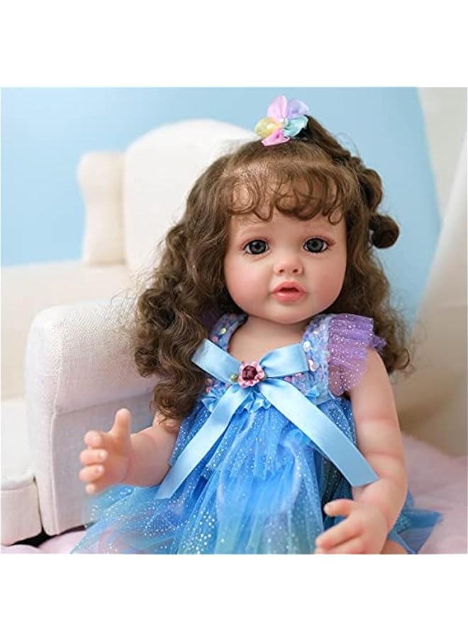 Lifelike Baby Dolls Girl 22 Inch Full Silicone Vinyl Body Reborn Baby Realistic Newborn Baby Dolls Toy for Collection & Kids Age 3+