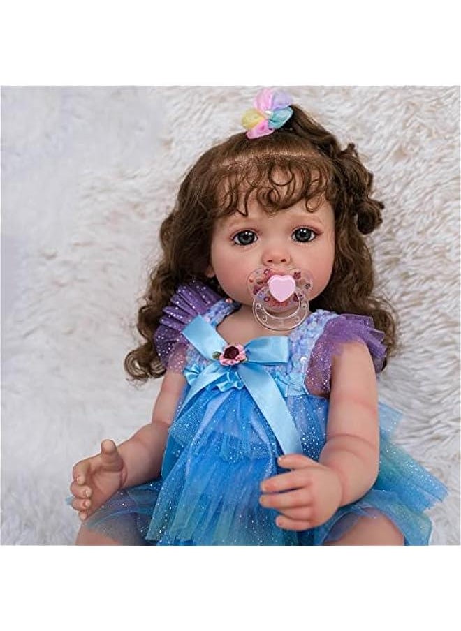 Lifelike Baby Dolls Girl 22 Inch Full Silicone Vinyl Body Reborn Baby Realistic Newborn Baby Dolls Toy for Collection & Kids Age 3+