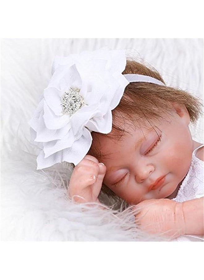 10 Inch 26cm Mini Full Body Reborn Doll Silicone Baby Girl Hard Vinyl Realistic Looking Baby Dolls Kids Xmas Gift (White Dress)