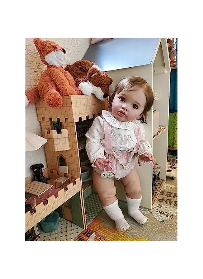 Toddler Dolls Girl 26 Inch Realistic Baby Dolls Standing Girl Real Life Baby Dolls Silicone Newborn Babies Toy for Xmas Gifts