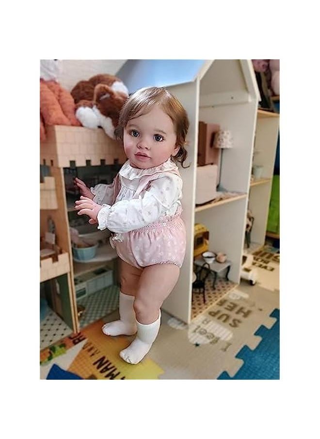 Toddler Dolls Girl 26 Inch Realistic Baby Dolls Standing Girl Real Life Baby Dolls Silicone Newborn Babies Toy for Xmas Gifts