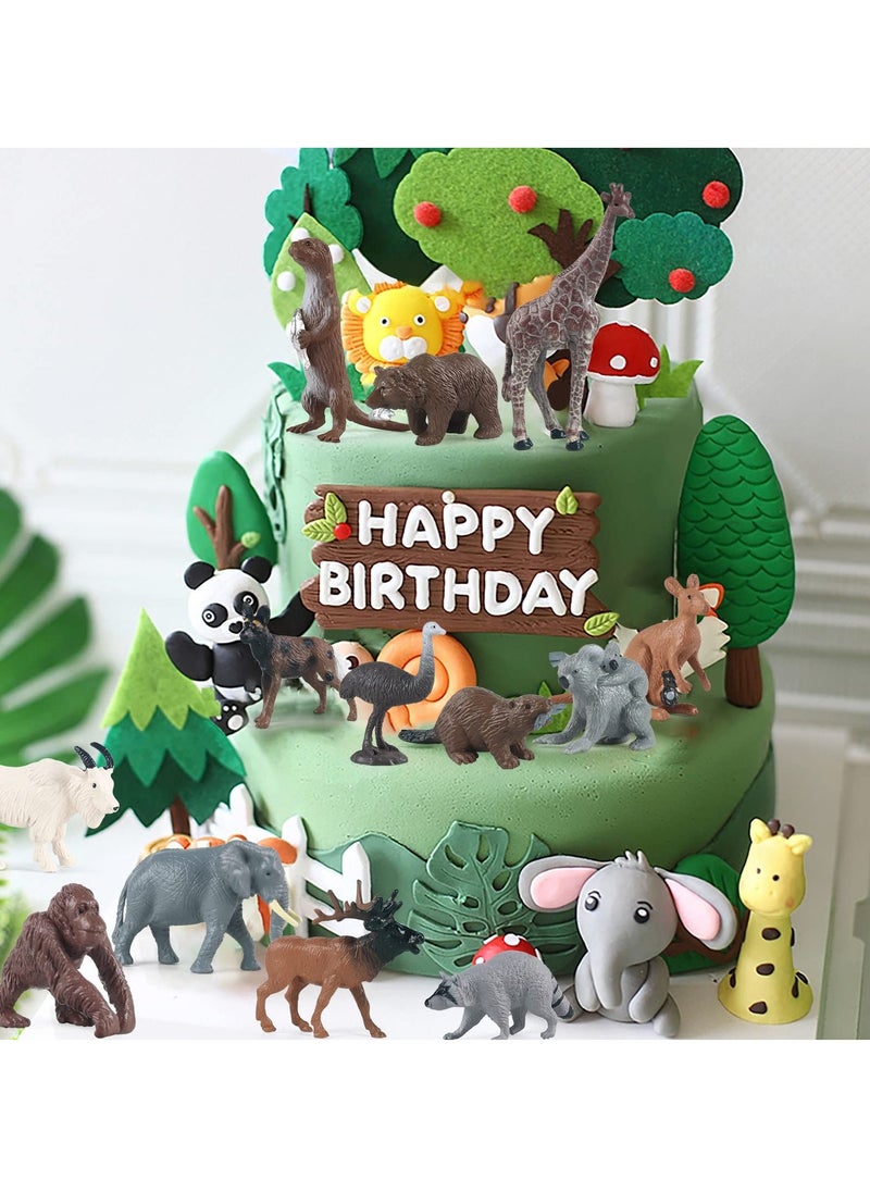 Forest Animals Figures, 18 Pcs Safari Animal Toys, Woodland Creatures Figurines, Miniature Toys Cake Toppers Cupcake Toppers Birthday Gift for Kids