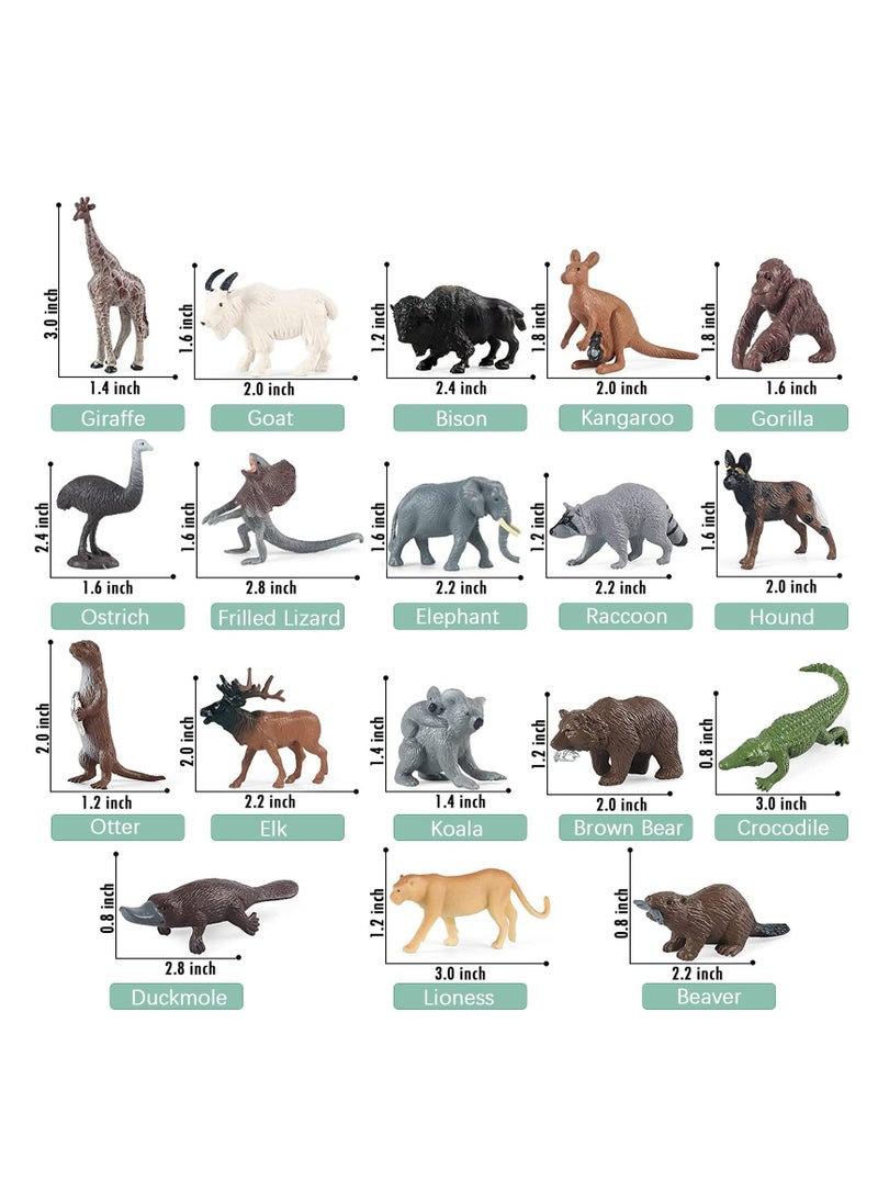 Forest Animals Figures, 18 Pcs Safari Animal Toys, Woodland Creatures Figurines, Miniature Toys Cake Toppers Cupcake Toppers Birthday Gift for Kids