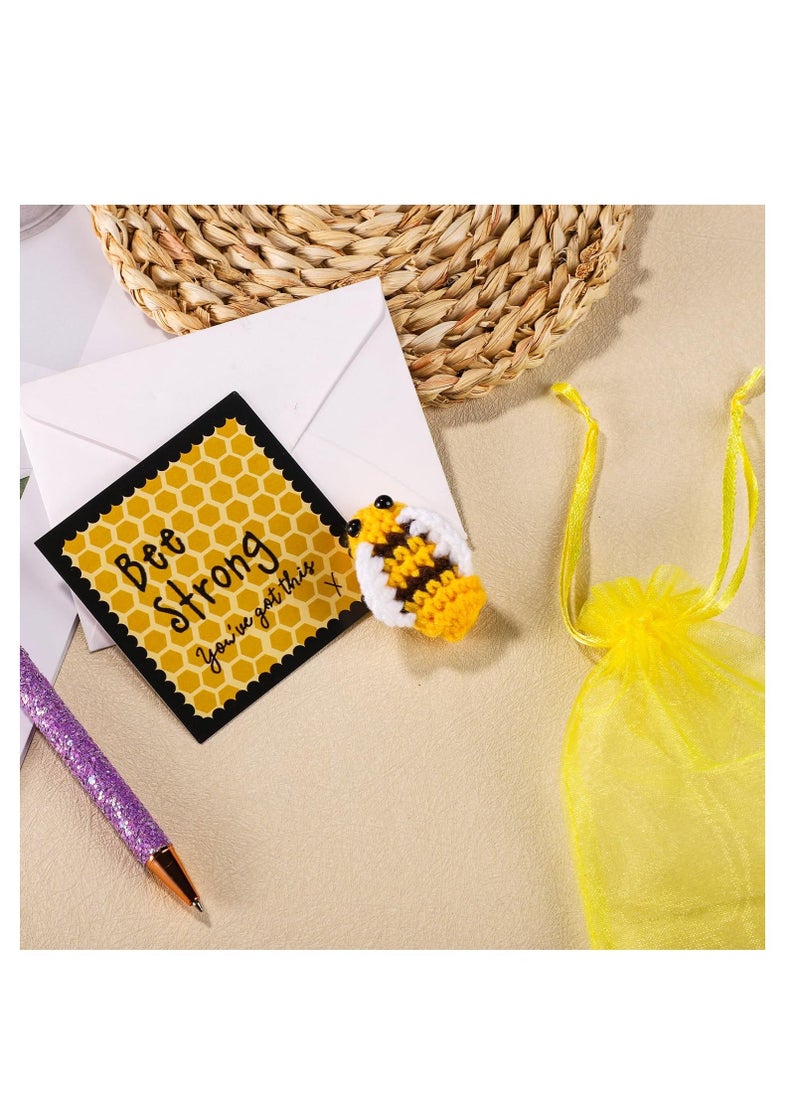 Pocket Bee Positive Knitted Doll, Funny Positive Affirmation Card Positive Crochet Potato, Creative Cute Wool Inspirational Crochet Doll Encouragement Gift for Kids Friends Home Party Birthday Gift