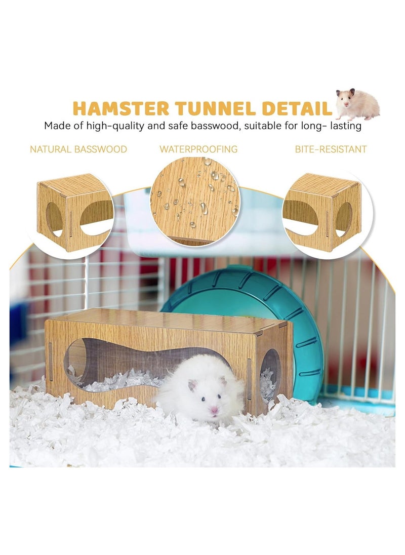 Hamster Hideout Wooden House Chamber Small Animals Pets Tunnel and Tubes Exploring Toys with Three Holes Secret Peep Shed Hamster Accessories for Real Hamsters and Guinea