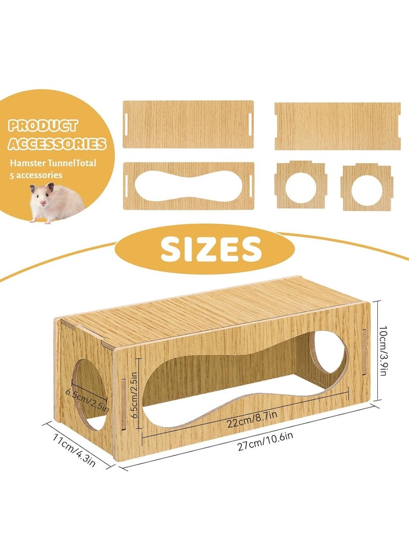 Hamster Hideout Wooden House Chamber Small Animals Pets Tunnel and Tubes Exploring Toys with Three Holes Secret Peep Shed Hamster Accessories for Real Hamsters and Guinea