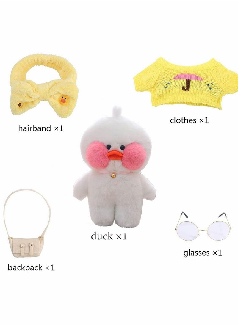 Duck Stuffed Animal Toy Yellow Soft Plush for Kids Girls DIY Hugglable with Cute Hat and Costume Best Gifts Duckling Glasses 12inch 30cm