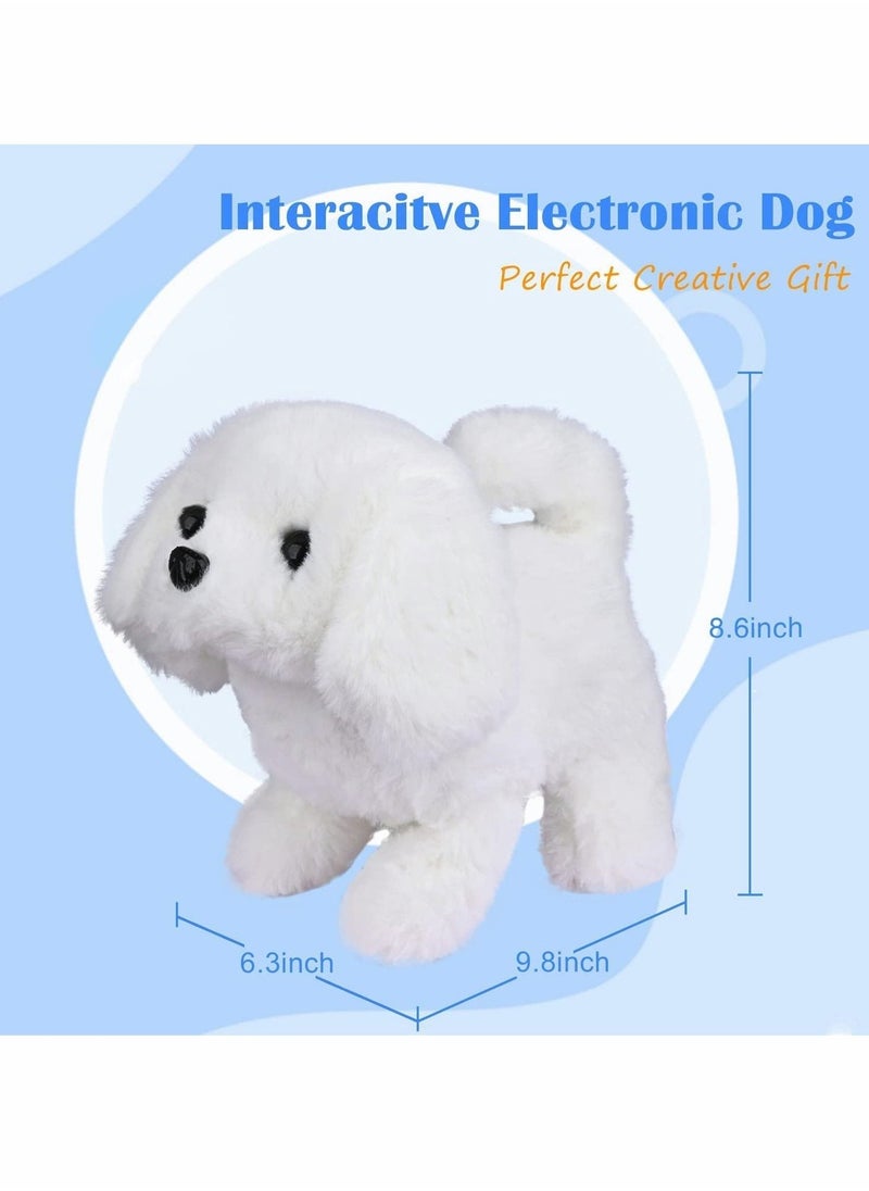 Plush Interactive Toy, Electronic Pet, Plush Golden Retriever Toy Puppy Electronic Interactive Pet Dog, Can Walking, Barking, Tail Wagging, Stretching, Companion Animal for Kids (Bichon)