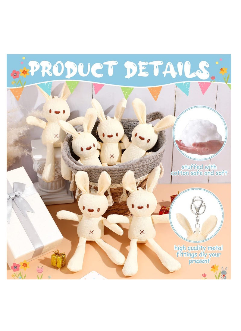 8 Pcs Plush Bunny Stuffed Animal 7.87 Inch Mini Bunnies Doll Keychain Cotton Rabbit Graduation Gifts for Boys Girls Birthday Party Favor