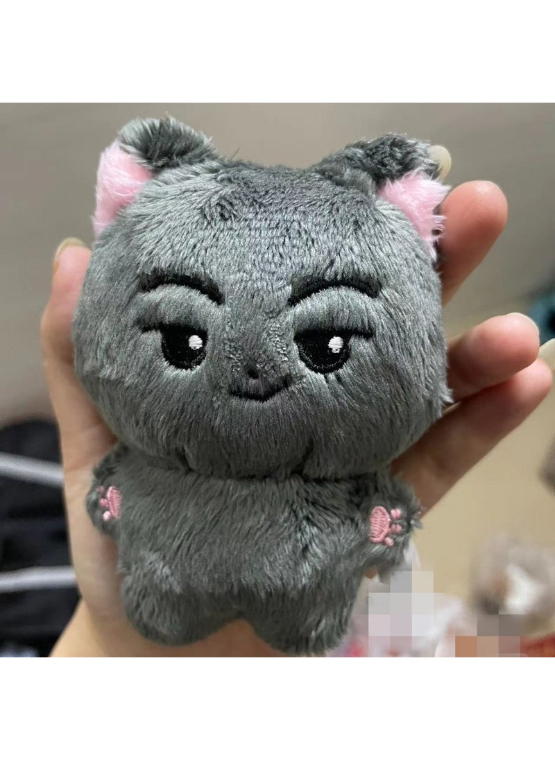 EN nimalz animal body doll JAY Park star American cat doll keychain small dollEN Park Zongxing Gray Cat Keychain EN Park Zongxing Gray Cat Keychain