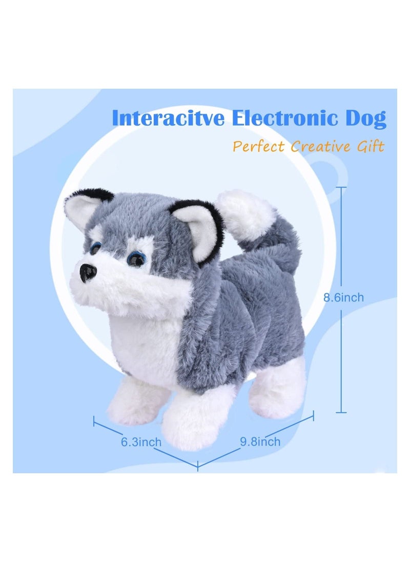 Plush Interactive Toy, Electronic Pet, Plush Golden Retriever Toy Puppy Electronic Interactive Pet Dog, Can Walking, Barking, Tail Wagging, Stretching, Companion Animal for Kids (Alaska Dog)