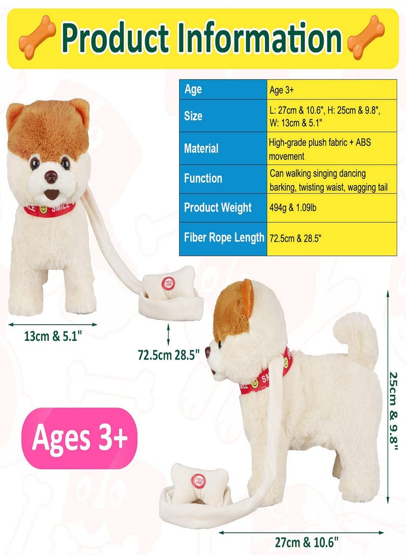 Walking Dog Toy, Musical Singing Dancing Plush Interactive Dog Walk Along Toy Puppy, with Leash Dog Robot Plush Stuffed Animal Shaking Toy for Boys Girls, Stuffed Electronic Pet for Kids